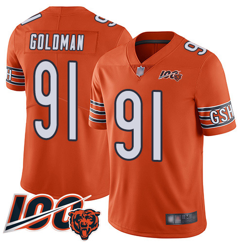 Chicago Bears Limited Orange Men Eddie Goldman Alternate Jersey NFL Football #91 100th Season->chicago bears->NFL Jersey